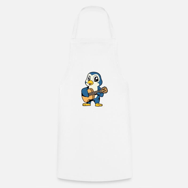 Comic Penguin joue de la guitare - Tablier de cuisine - blanc