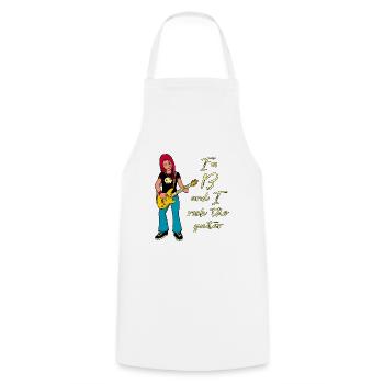 I'm 13 - Girl Guitarist - Cooking Apron - white - Front - AI Model Male 185 dark (185cm)