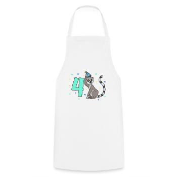 With lemur - children's birthday 4 years - Cooking Apron - white - Front - AI Model Male 185 dark (185cm)