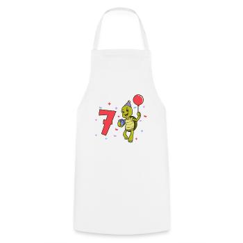 Avec tortue - anniversaire des enfants 7 ans - Tablier de cuisine - blanc - Devant - AI Model Male 185 dark (185cm)