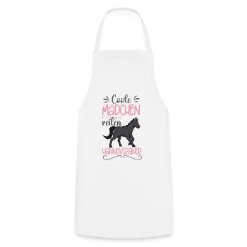 Coole Mädchen reiten Hannoveraner - Kochschürze - Weiß - Vorne - AI Model Male 185 dark (185cm)