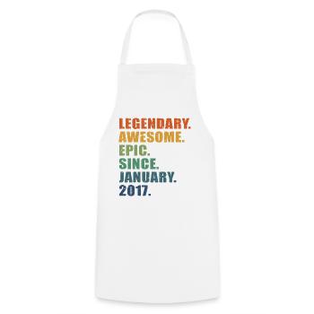 6e anniversaire, janvier 2017, 6e anniversaire - Tablier de cuisine - blanc - Devant - AI Model Male 185 dark (185cm)