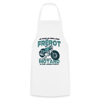 Le meilleur frèrot et le meilleur motard - Tablier de cuisine - blanc - Devant - AI Model Male 185 dark (185cm)