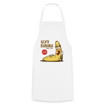 Sexy Banana - Kochschürze - Weiß - Vorne - AI Model Male 185 dark (185cm)