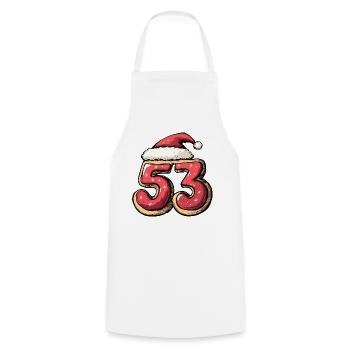53 Number Christmas Cookie - Cooking Apron - white - Front - AI Model Male 185 dark (185cm)