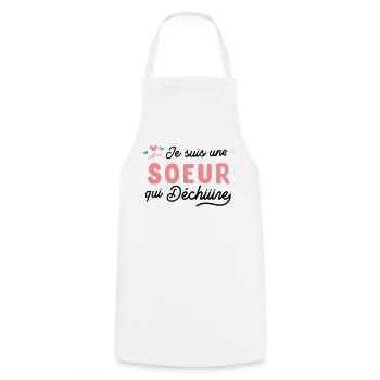Soeur qui déchire - Cadeau soeur - Tablier de cuisine - blanc - Devant - AI Model Male 185 dark (185cm)