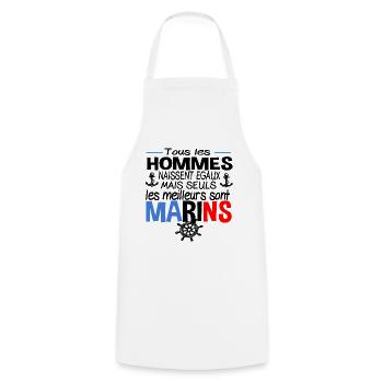 Marin Marine Skipper Métier Cadeau Humour Mer - Tablier de cuisine - blanc - Devant - AI Model Male 185 dark (185cm)