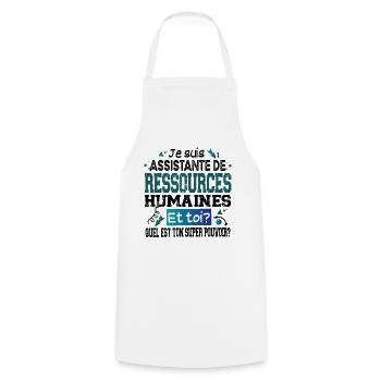Assistante Ressources Humaines Super Pouvoir - Tablier de cuisine - blanc - Devant - AI Model Male 185 dark (185cm)