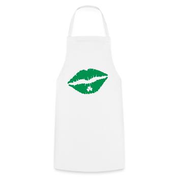 Lippen zum St. Patrick's Day - Kochschürze - Weiß - Vorne - AI Model Male 185 dark (185cm)