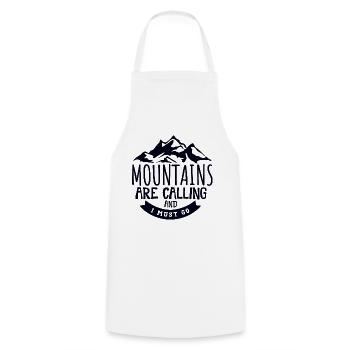 The mountains call I have to go hiking Mountaineering - Cooking Apron - white - Front - AI Model Male 185 dark (185cm)