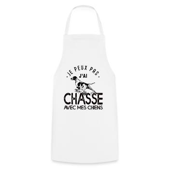 Je peux pas j'ai chasse avec mes chiens chasseur - Tablier de cuisine - blanc - Devant - AI Model Male 185 dark (185cm)