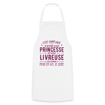 Pas Facile D'être Princesse et Livreuse - Tablier de cuisine - blanc - Devant - AI Model Male 185 dark (185cm)