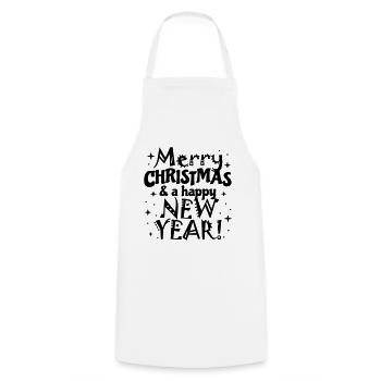 Joyeux Noël, Bonne Année - Tablier de cuisine - blanc - Devant - AI Model Male 185 dark (185cm)