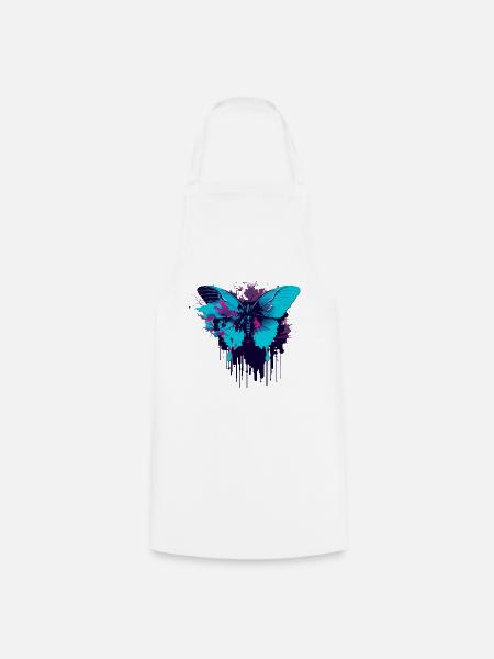 Blauer Vaporwave Schmetterling - Kochschürze - Weiß