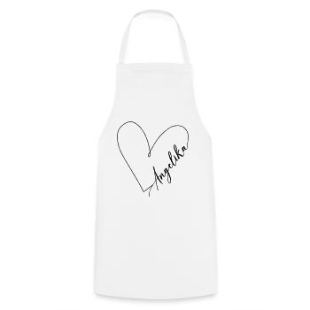 Angelika Name Heart Line - Cooking Apron - white - Front - AI Model Male 185 dark (185cm)