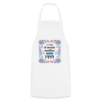 anniv femme humour 1994 30 ans - Tablier de cuisine - blanc - Devant - AI Model Male 185 dark (185cm)