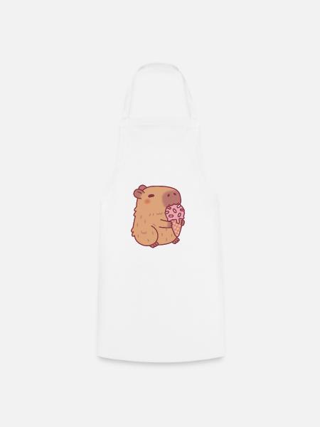 Süßes Capybara isst Gelato - Kochschürze - Weiß