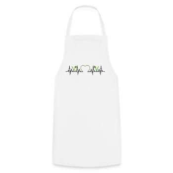 Vegan Vegetarian Heartbeat Heart ECG Vegan - Cooking Apron - white - Front - AI Model Male 185 dark (185cm)