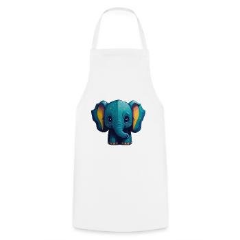 Cute Elephant - Cooking Apron - white - Front - AI Model Male 185 dark (185cm)