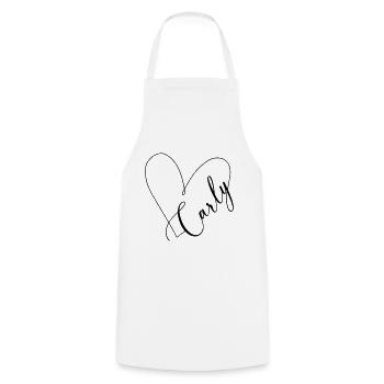 Carly Name Heart Line - Cooking Apron - white - Front - AI Model Male 185 dark (185cm)