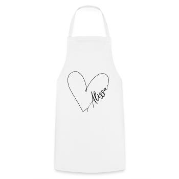 Alissa Name Heart Line - Cooking Apron - white - Front - AI Model Male 185 dark (185cm)