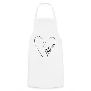 Rebecca Name Heart Line - Cooking Apron - white - Front - AI Model Male 185 dark (185cm)