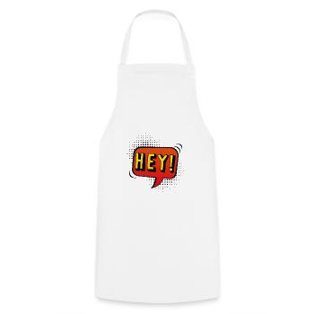 Hey Speech bubble in pop-art style - Cooking Apron - white - Front - AI Model Male 185 dark (185cm)