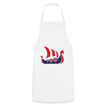 Navire Viking Norvège cadeau - Tablier de cuisine - blanc - Devant - AI Model Male 185 dark (185cm)