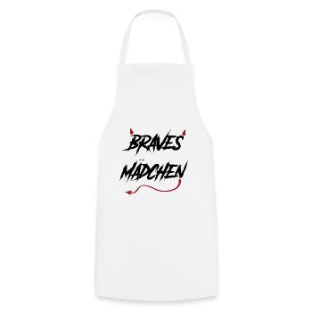 Braves Maedchen devilish saying gift - Cooking Apron - white - Front - AI Model Male 185 dark (185cm)