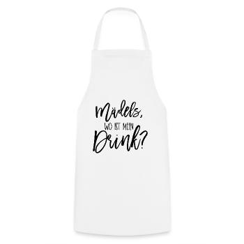 Mädels wo ist mein drink JGA Geschenk - Kochschürze - Weiß - Vorne - AI Model Male 185 dark (185cm)