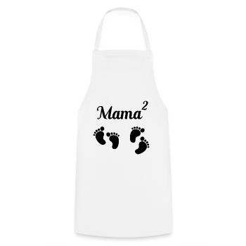Maman jumeaux carrés jumeaux cadeau - Tablier de cuisine - blanc - Devant - AI Model Male 185 dark (185cm)