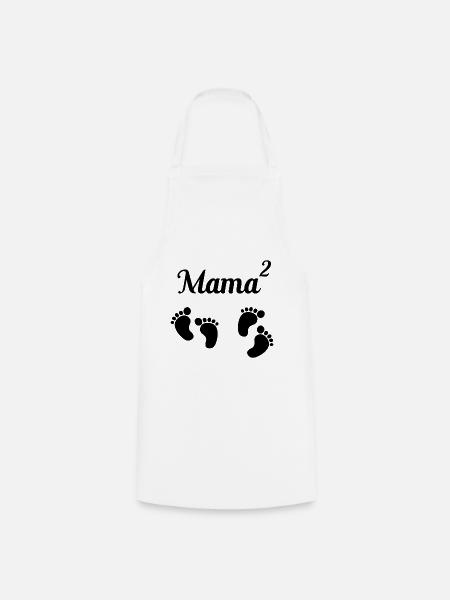Maman jumeaux carrés jumeaux cadeau - Tablier de cuisine - blanc