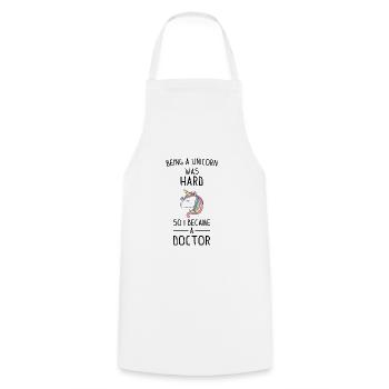 So I became a Doctor Phd Graduation Gift - Cooking Apron - white - Front - AI Model Male 185 dark (185cm)
