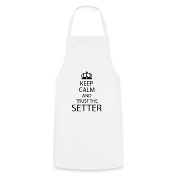Gardez votre calme et faites confiance au cadeau Setter Volleyball - Tablier de cuisine - blanc - Devant - AI Model Male 185 dark (185cm)