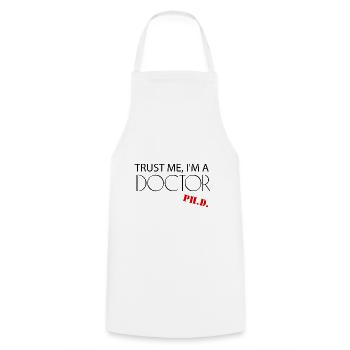 Trust me i’m a Doctor Phd Diplôme Cadeau - Tablier de cuisine - blanc - Devant - AI Model Male 185 dark (185cm)