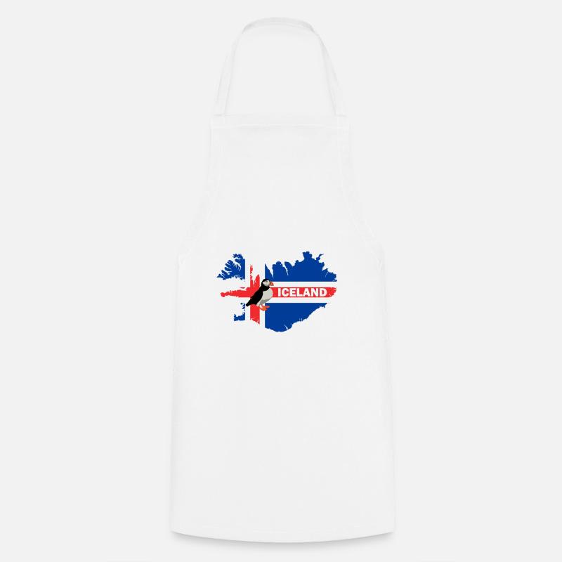 Drapeau islandais Macareux moine Macareux moine - Tablier de cuisine - blanc