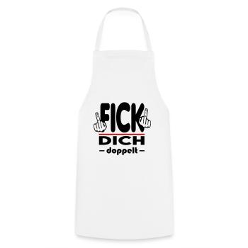 Fick Dich doppelt Mittelfinger Fuck Off Sprüche - Kochschürze - Weiß - Vorne - AI Model Male 185 dark (185cm)