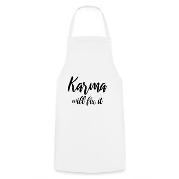 Le karma veut le réparer - Tablier de cuisine - blanc - Devant - AI Model Male 185 dark (185cm)