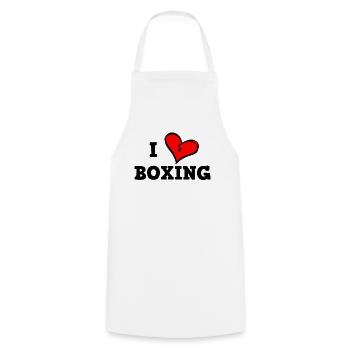Ich liebe Boxen - Kochschürze - Weiß - Vorne - AI Model Male 185 dark (185cm)