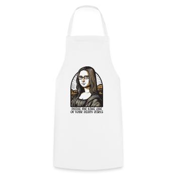 The nerdy bookworm Lisa Mona - Cooking Apron - white - Front - AI Model Male 185 dark (185cm)