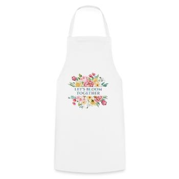 Let's blossom flowers together - Cooking Apron - white - Front - AI Model Male 185 dark (185cm)