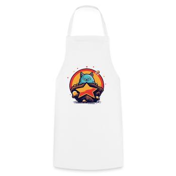 Brave and bold cat - Cooking Apron - white - Front - AI Model Male 185 dark (185cm)