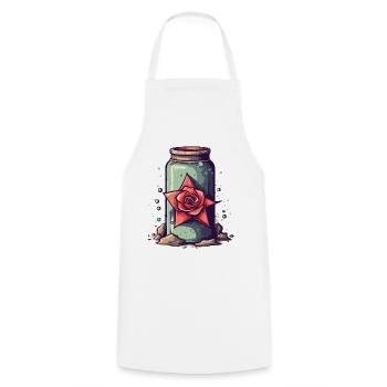 Bottle of magic potion and rose - Cooking Apron - white - Front - AI Model Male 185 dark (185cm)
