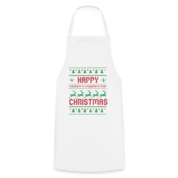 Happy Christmas - Cooking Apron - white - Front - AI Model Male 185 dark (185cm)