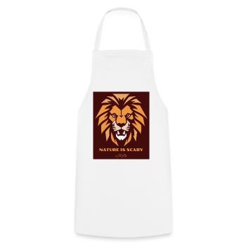 Nature is scary, a lion head lion - Cooking Apron - white - Front - AI Model Male 185 dark (185cm)