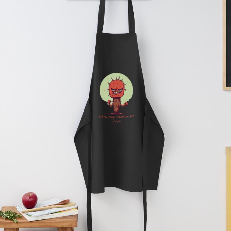 Situation difficile et épicée, un cactus en difficulté Tablier de cuisine