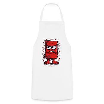 Chaussette drôle de dessin animé rouge en colère - Tablier de cuisine - blanc - Devant - AI Model Male 185 dark (185cm)