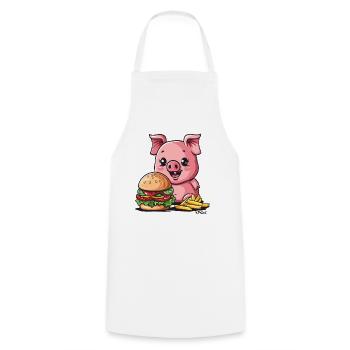 Burgers et frites, porc de restauration rapide - Tablier de cuisine - blanc - Devant - AI Model Male 185 dark (185cm)