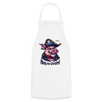 Ahoy, Kapitän Piraten Schwein - Kochschürze - Weiß - Vorne - AI Model Male 185 dark (185cm)