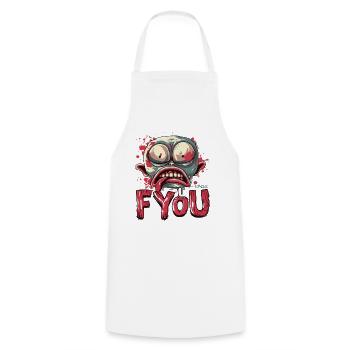 Va te faire foutre, nain de jardin zombie - Tablier de cuisine - blanc - Devant - AI Model Male 185 dark (185cm)
